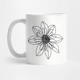 Minimal Line Drawing Collarette Dahlia Flower Mug